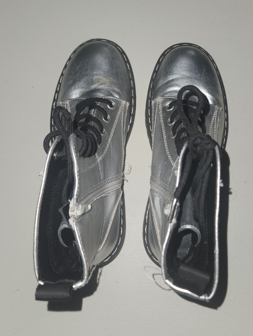 Sincerely Jules Metallic Silver Combat Boots Size 7.5 - Picture 8 of 12